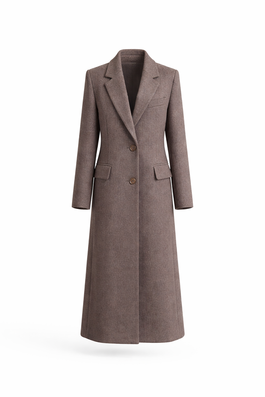 ARDEN COAT — Maßgeschneiderter Longline-Mantel aus Wollmischgewebe