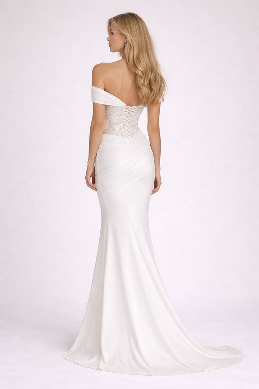 ALBA DRESS — Draped Strapless Maxi