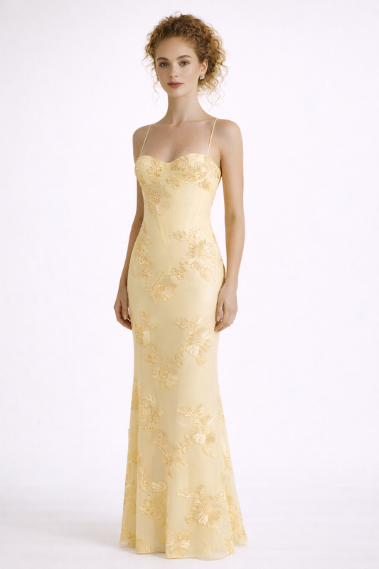AURELIE MAXI — Floral Embroidered Evening Dress