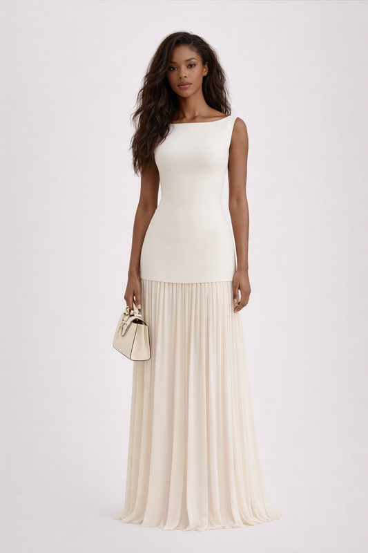 FLORENCE KLEID — Ärmelloses Oberteil mit plissiertem Maxirock
