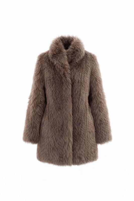 GSTAAD COAT — Oversized Faux Fur Coat with Shawl Collar