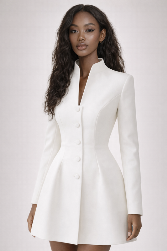 MAYFAIR MINI — Tailored Single-Breasted A-Line Dress