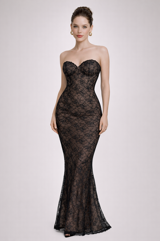 Maison Spitzen-Rückenfreies Kleid-Set