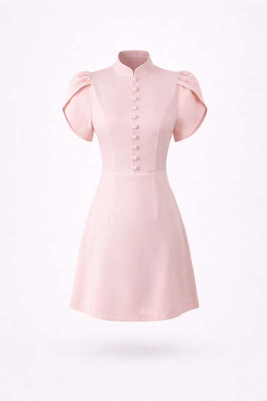 CLARA DRESS — Mini-A-Linien-Kleid mit Puffärmeln