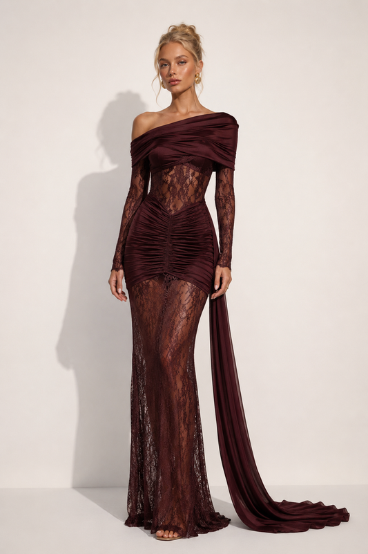 Alina Off-Shoulder Lace Maxi Dress