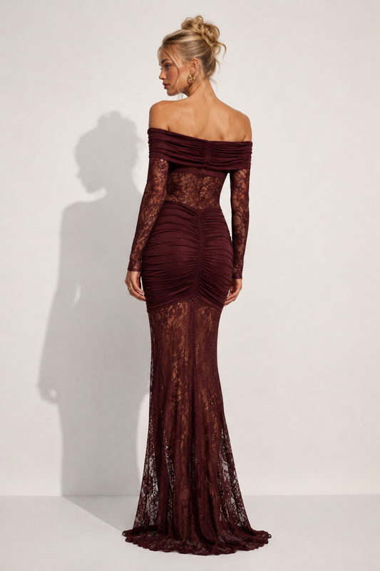 Alina Off-Shoulder Lace Maxi Dress