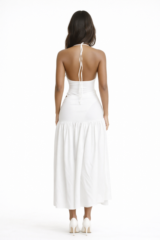 Santorini Neckholder Wickel-Maxikleid