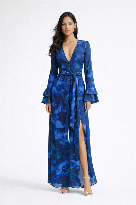 Azura Maxikleid mit Wickeloptik und Print