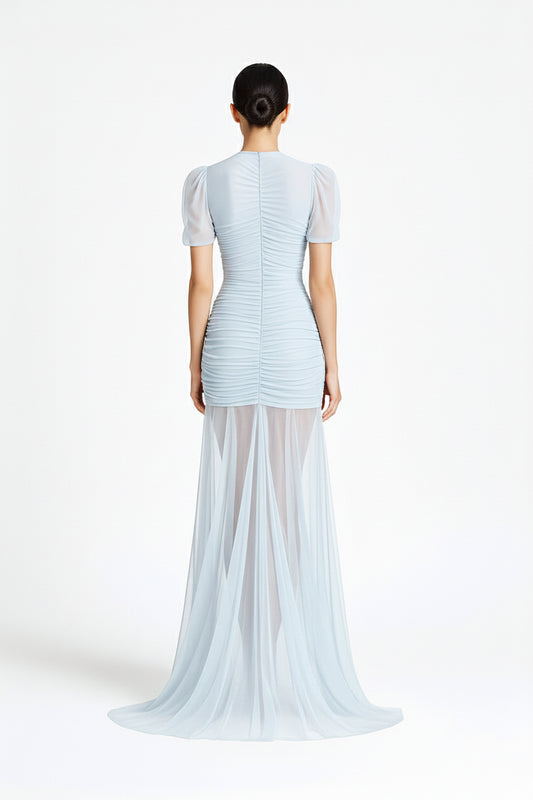 THE AURA MESH DRAPE DRESS