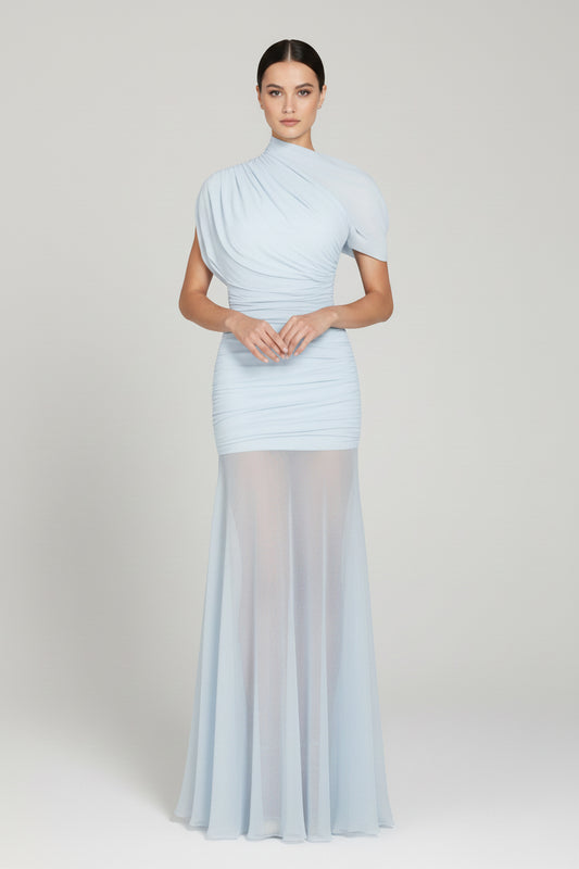 THE AURA MESH DRAPE DRESS