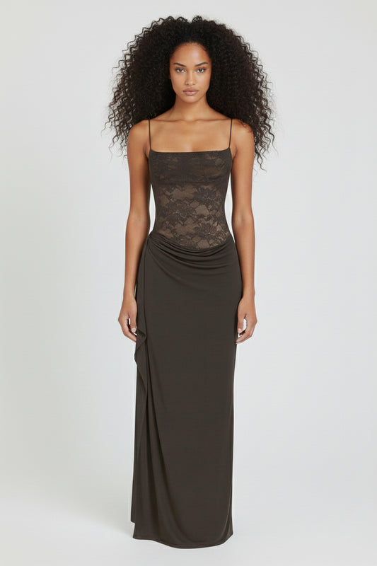 THE VESPER SPITZEN-MAXIKLEID