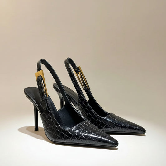THE CAPRI SLINGBACK – Spitzer Stiletto mit Kroko-Prägung