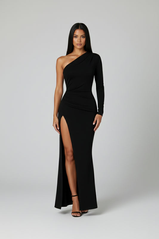 THE NOVA ONE-SHOULDER KNIT DRESS