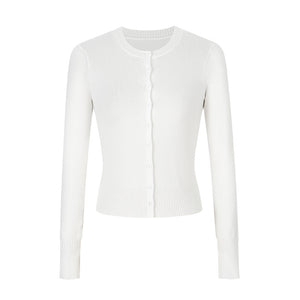 Lila Strickjacke