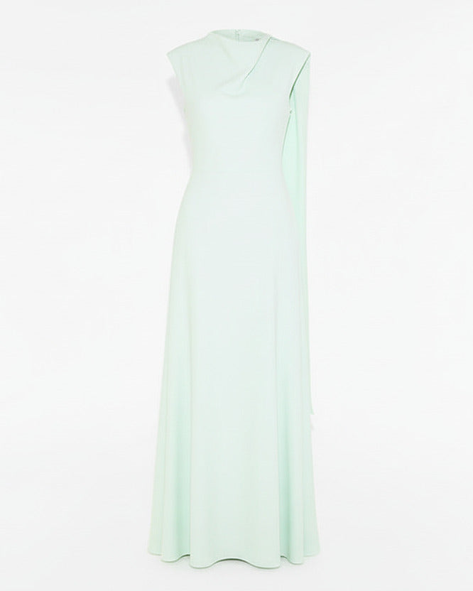 THE LYRA DRESS — Backless Draped Column Gown