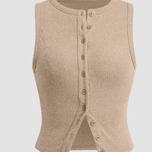 Arden Ribbed Button Tank