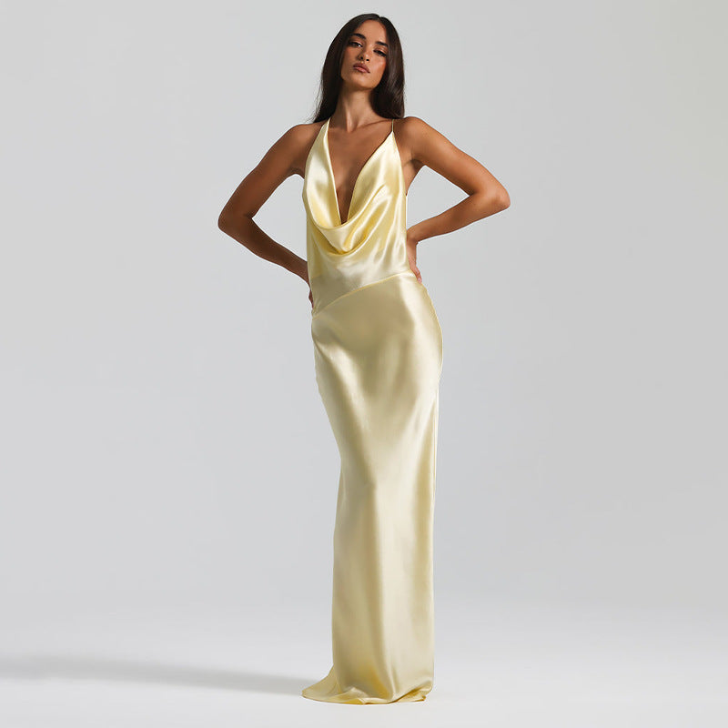 ANAÏS DRESS Halter Lace-Up Maxi Dress