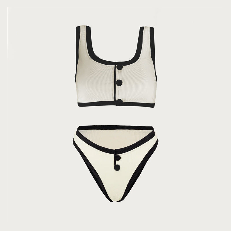 THE MONROE SET — Contrast Trim Ribbed Bikini