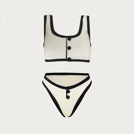 THE MONROE SET — Contrast Trim Ribbed Bikini
