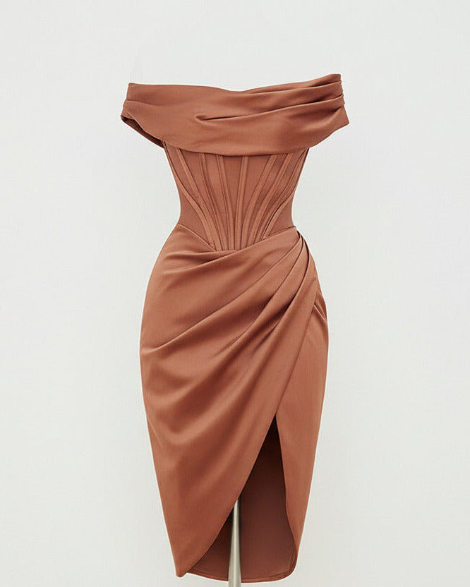 AURELIA DRESS — Asymmetric Corset Midi with Slit