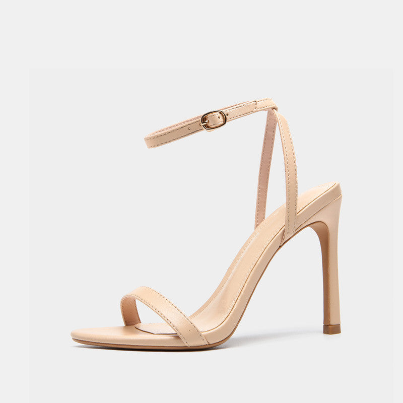 Noir Ankle Strap Heeled Sandals