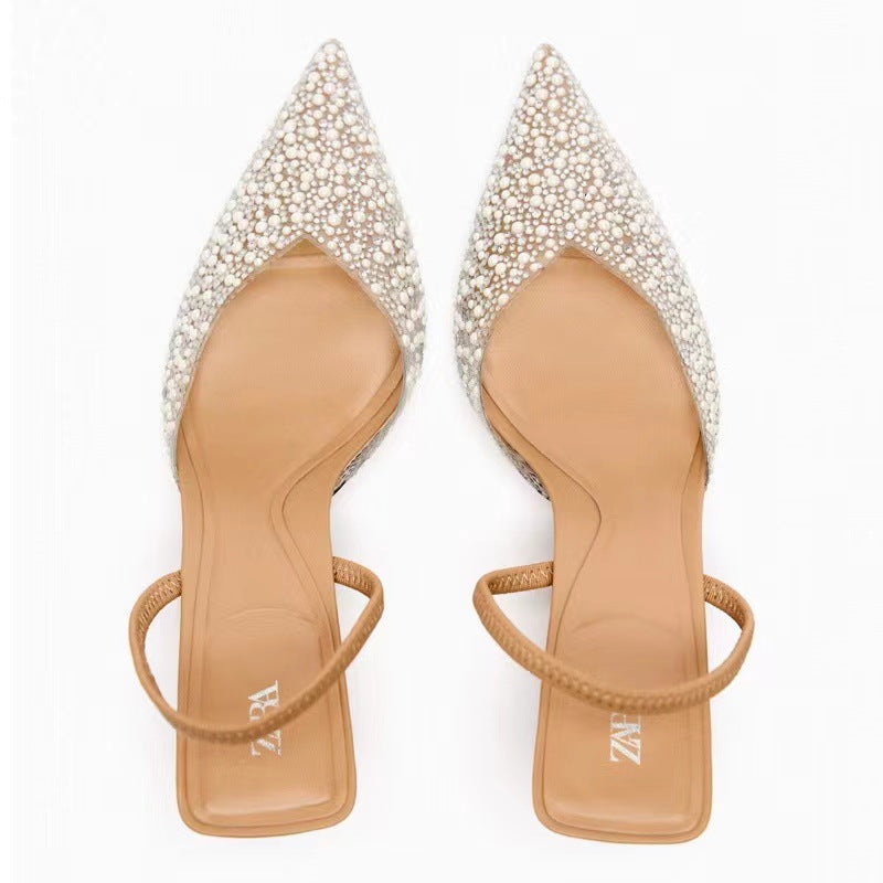 LUMINÈRE SLINGBACK — Pearl and Crystal-Embellished Kitten Heel