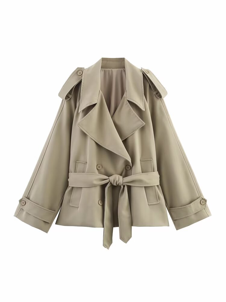 KENSINGTON TRENCH — Cropped Double-Breasted Windbreaker Coat