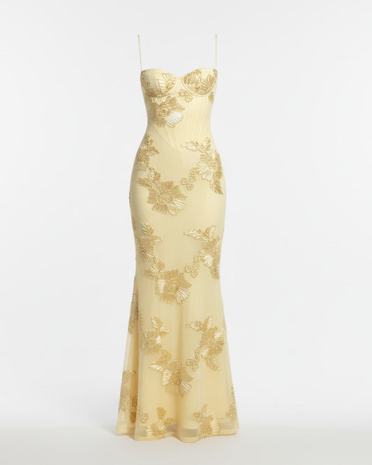 AURELIE MAXI — Floral Embroidered Evening Dress