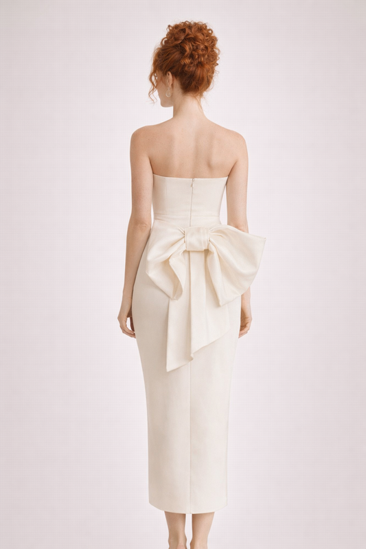 Margot Bow-Back Strapless Midi Dress
