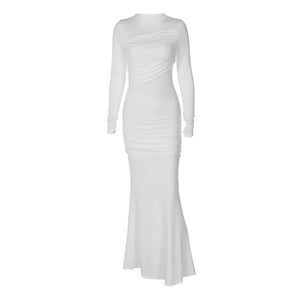 Selene Ruched Mesh Panel Maxi Dress