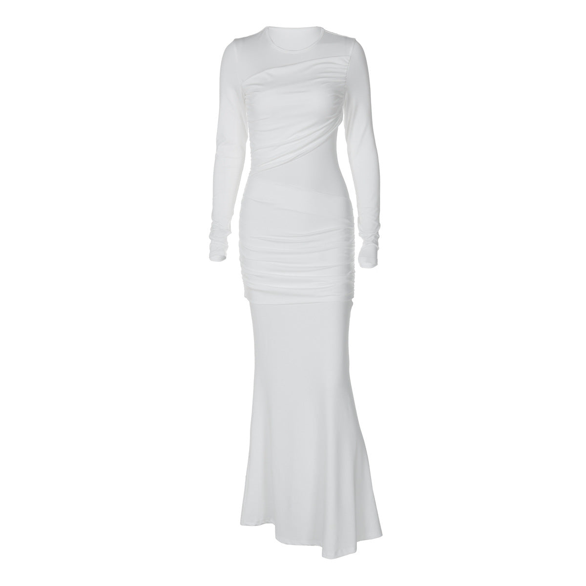 Selene Ruched Mesh Panel Maxi Dress