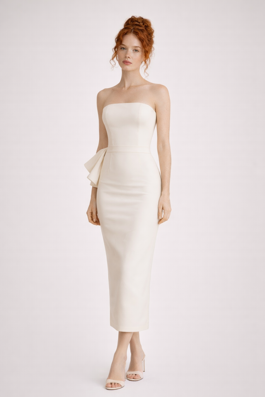 Margot Bow-Back Strapless Midi Dress