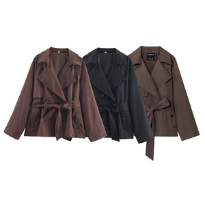 Damen lockerer kurzer Trenchcoat