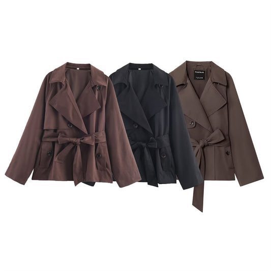 Damen lockerer kurzer Trenchcoat