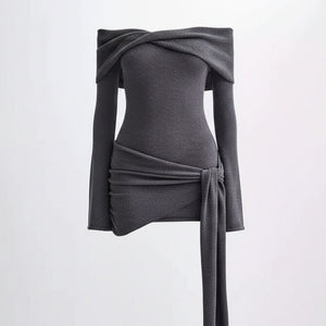 MIRA — Off-Shoulder Knit Mini Dress