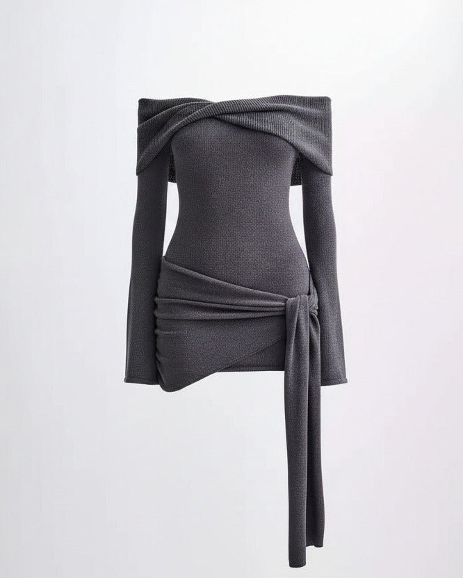 MIRA — Off-Shoulder Knit Mini Dress