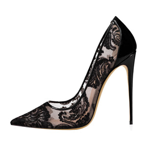 Scarlett Lace Pointed Stiletto Pumps