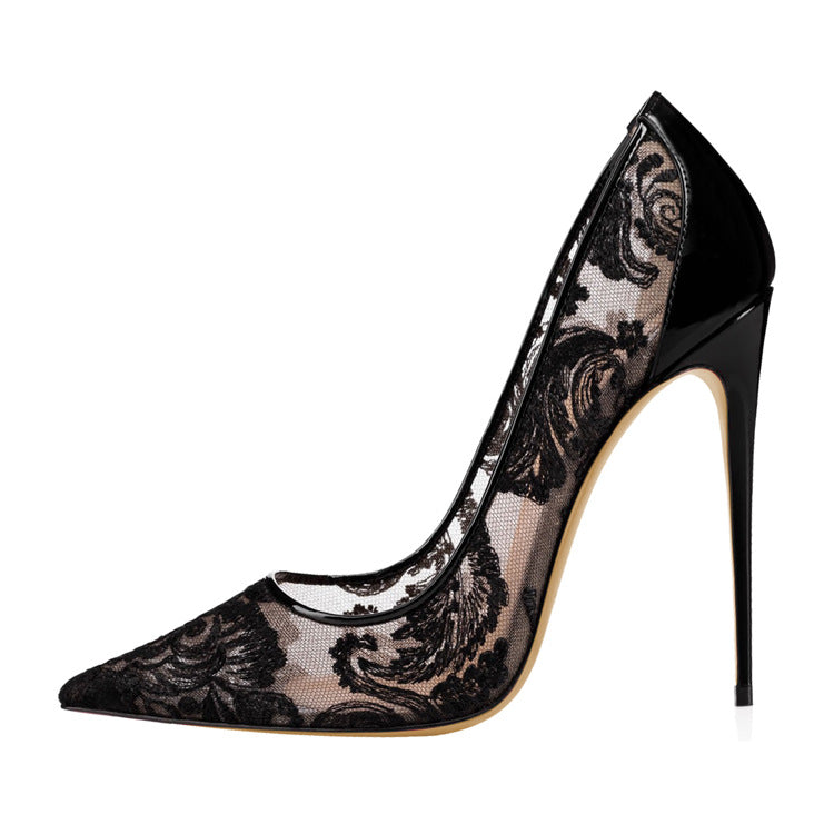 Scarlett Lace Pointed Stiletto Pumps