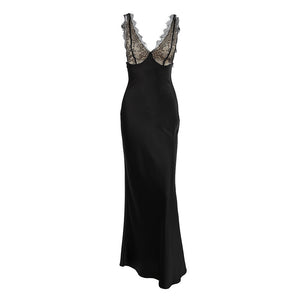 Elise Maxikleid aus Satin mit Spitzenbesatz