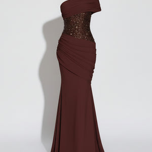 ALBA DRESS — Draped Strapless Maxi