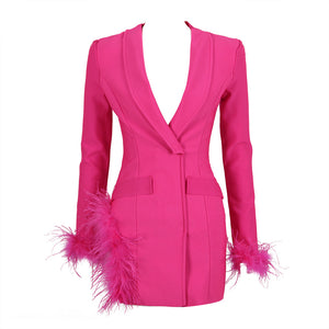 Valentina Feather-Trim Blazer Dress