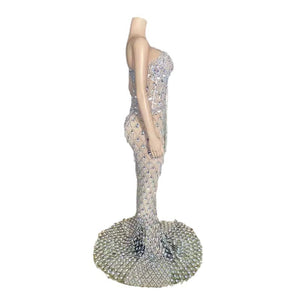 Dimond Gown — Crystal-Encrusted Sheer Mermaid Dress