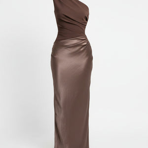 MIRA — One-Shoulder Backless Satin Gown
