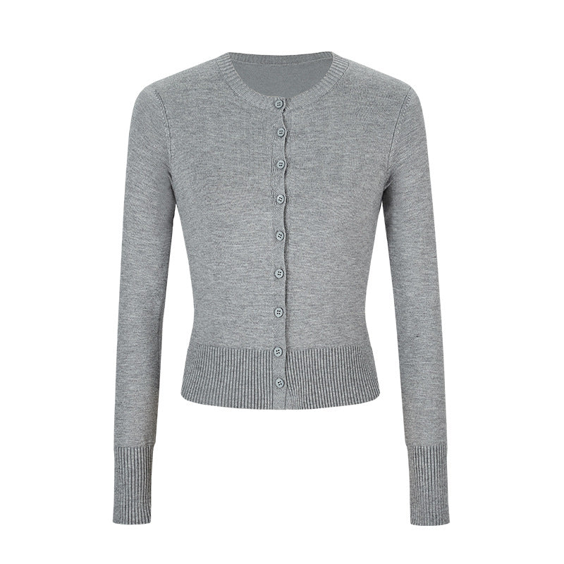 Lila Strickjacke