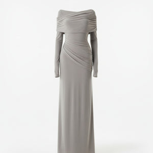 AURELIA GOWN — Draped Long-Sleeve Maxi Dress
