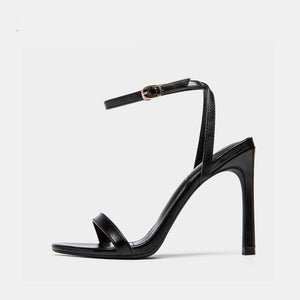 Noir Ankle Strap Heeled Sandals