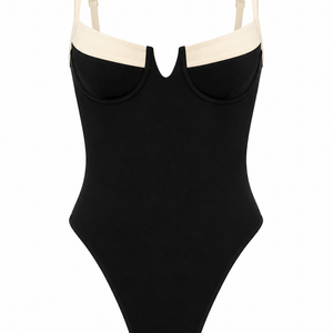 Black & White Contrast Underwire One-Piece Swimsuit