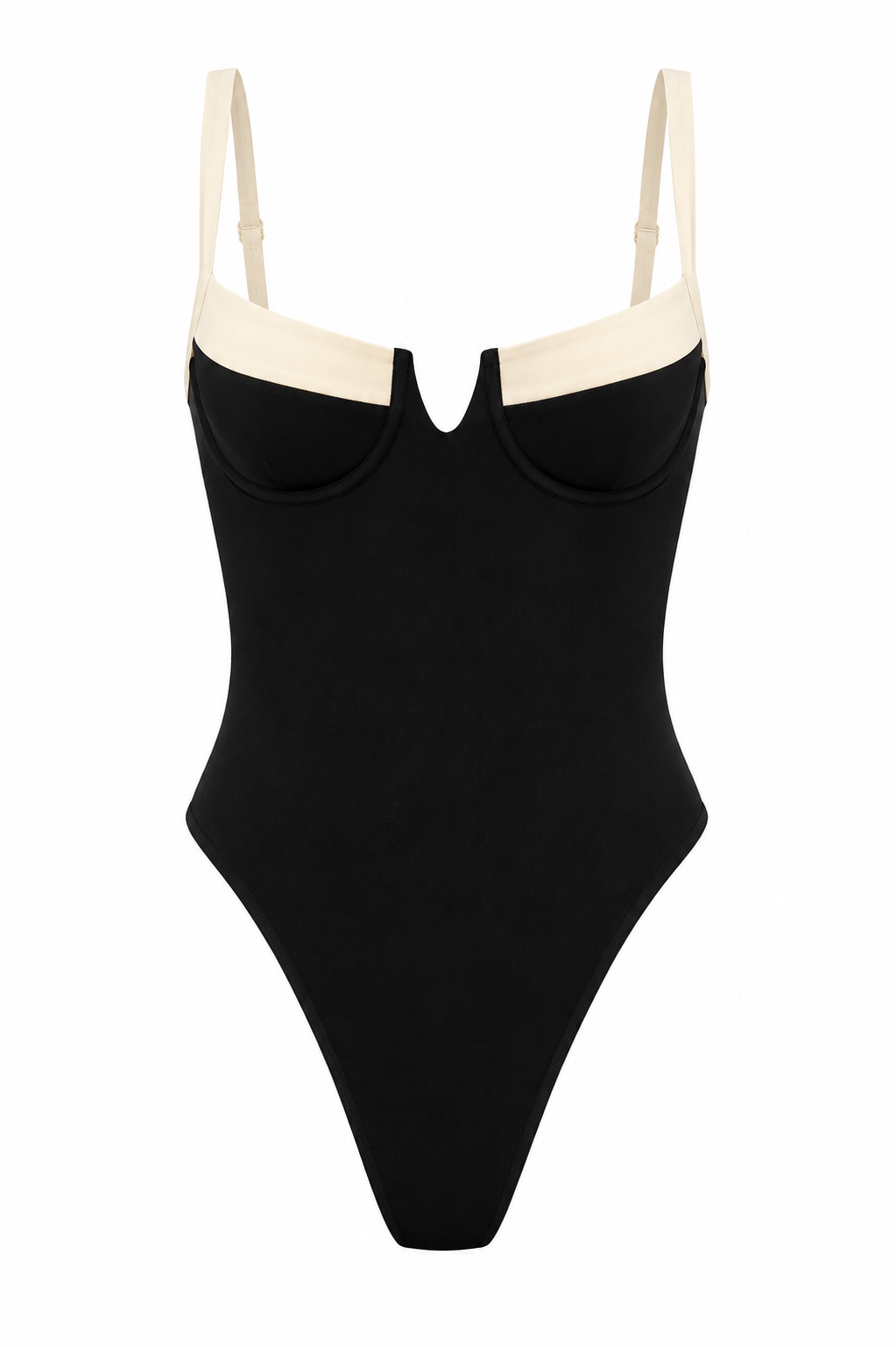Black & White Contrast Underwire One-Piece Swimsuit