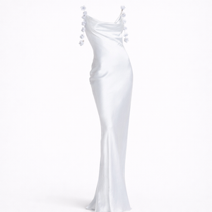 Amara Floral Strap Satin Maxi Dress