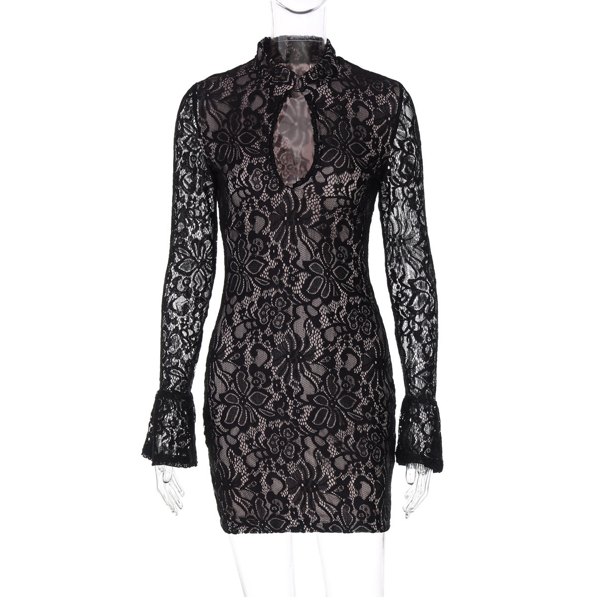Delilah Lace Keyhole Mini Dress